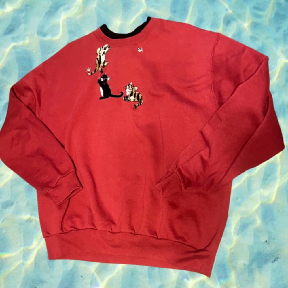 Vintage kitty pull over sweat shirt!